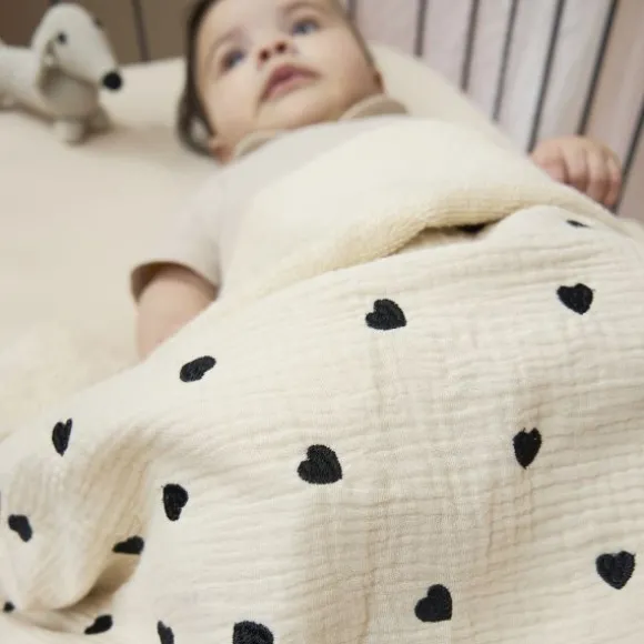Meyco Deken Borduur Pre-Washed - Sweet Heart - Soft Sand - 100 x 150 cm
