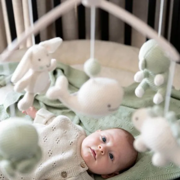 Baby's Only Animals Muziekmobiel - Laurel Green / Warm Linen