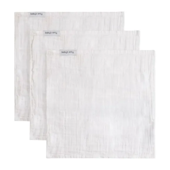 Baby's Only Tender Monddoekje - 3-Pack - 30x30cm - Beige / Linen