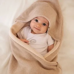 Bamboom 4 Season Hooded Baby Wrap Blanket - 75x75 cm - Stone Sand