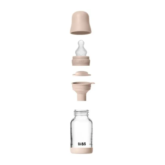 BIBS Fles - Slow Flow - 120 ml - Silicone/Glas - Baby Blue