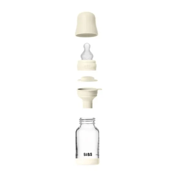 BIBS Fles - Slow Flow - 120 ml - Silicone/Glas - Baby Blue