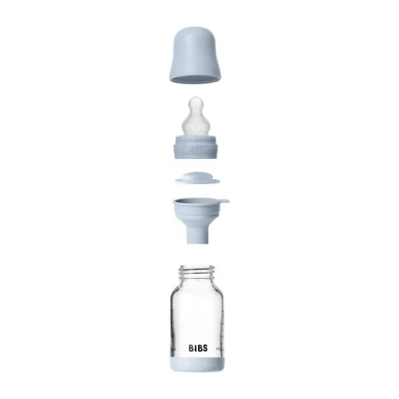 BIBS Fles - Slow Flow - 120 ml - Silicone/Glas - Baby Blue