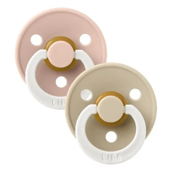 BiBs Glow In The Dark Fopspeen - Symmetrisch - 2 Stuks - 0-6 Mnd - Blush/Vanilla
