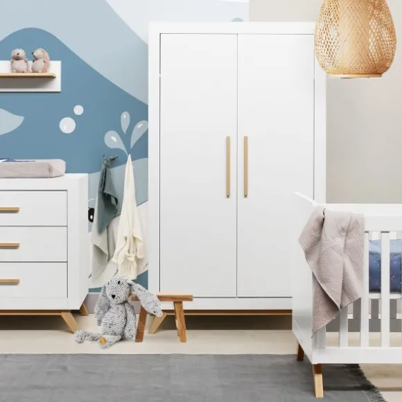 Bopita Fenna Babykamer Wit / Naturel | Bed 60 x 120 cm + Commode + Kast 2-Deurs