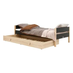 Bopita Lucas Bed - 90 x 200 cm - Zwart / Naturel