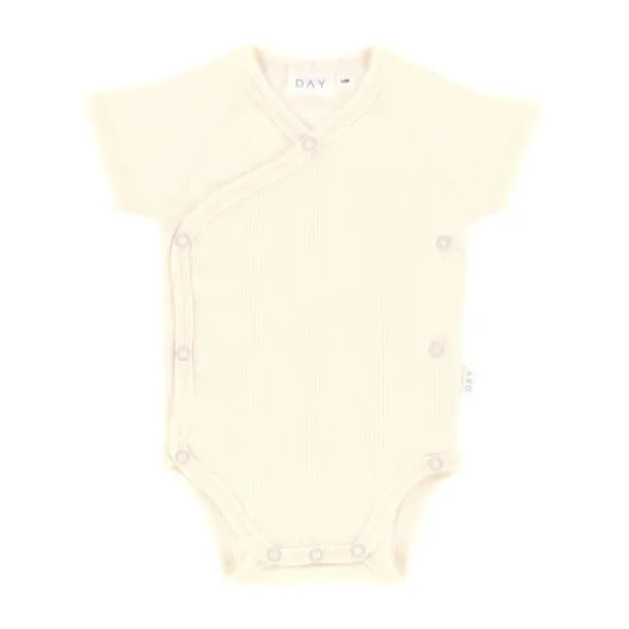 DAY Overslagromper Korte Mouw Rib - Mt. 74/80 - Cream