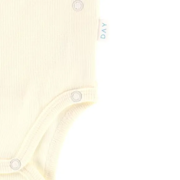 DAY Overslagromper Korte Mouw Rib - Mt. 74/80 - Cream