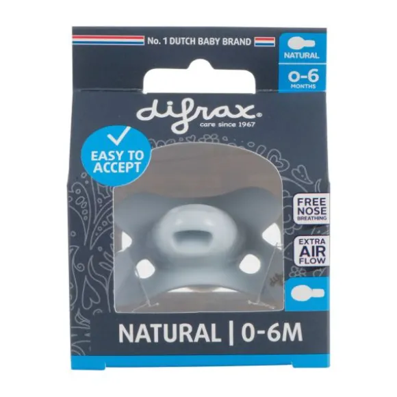 Difrax Naturel Fopspeen Blauw 0-6 Mnd