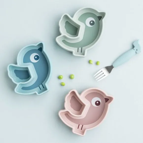 Done By Deer Birdee Stick&Stay Snack Bord - Blue