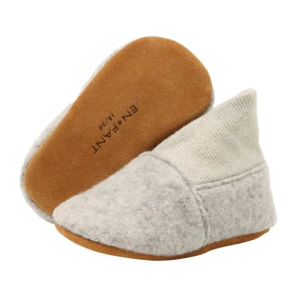 En Fant Wool Slippers Rib - Sand Melange - Maat 17/18