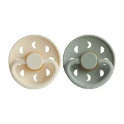 FRIGG Moon Fopspeen Cream / Sage 0-6 Mnd 2 Stuks