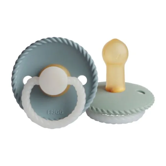 FRIGG Rope Glow Fopspeen Stone Blue / Sage 6-18 Mnd 2 Stuks