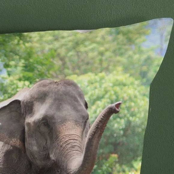 Good Morning Elephants Dekbedovertrek - Green - 140 x 220 cm