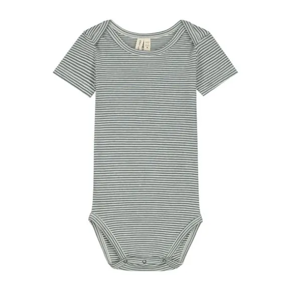 Gray Label Romper - Blue Grey / Cream - 3-6 Mnd