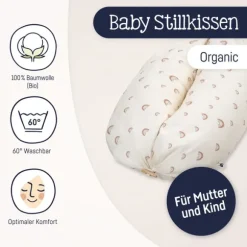 Julius Zöllner Organic Voedingskussen Hoes Nappi – Roze – Birdy – 190 cm