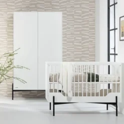 Kidsmill Boutique Babykamer Wit / Zwart | Bed 60 x 120 cm + Commode