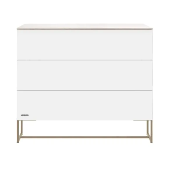 Kidsmill Intense II Babykamer Wit / Patinated Brass | Ledikant 60 x 120 cm + Commode