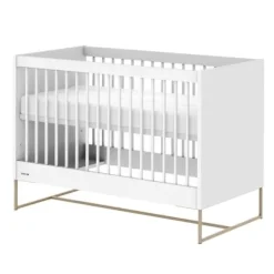 Kidsmill Intense II Babykamer Wit / Patinated Brass | Ledikant 60 x 120 cm + Commode