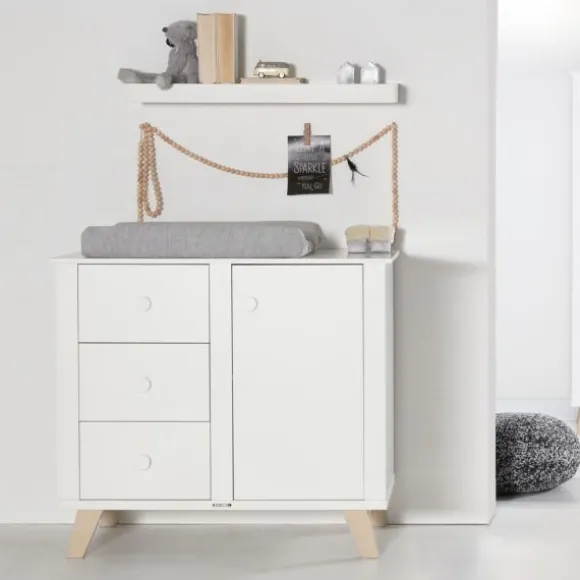 Kidsmill Lars Babykamer Wit / Naturel | Bed 60 x 120 cm + Commode