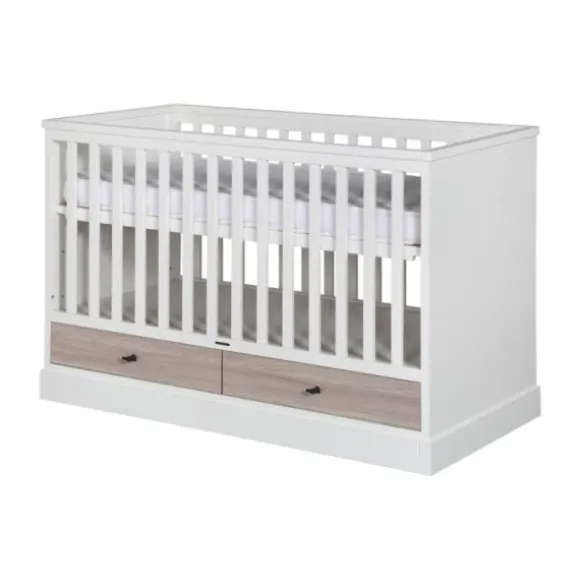 Kidsmill Newport Babykamer Wit / Eiken | Bed 60 x 120 cm + Commode