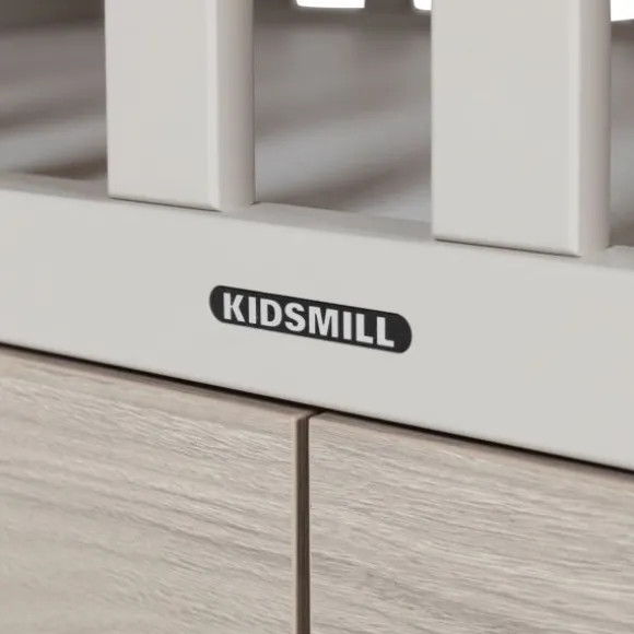 Kidsmill Newport Babykamer Incl. Zwarte Grepen - Oatmeal / Eiken | Ledikant 60 x 120 cm + Commode