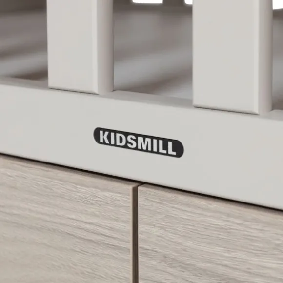 Kidsmill Newport Babykamer Incl. Zwarte Grepen - Oatmeal / Eiken | Ledikant 60 x 120 cm + Commode