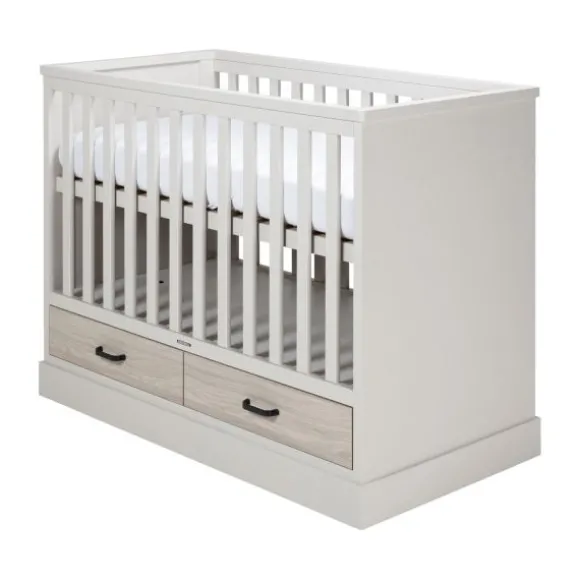 Kidsmill Newport Babykamer Incl. Zwarte Grepen - Oatmeal / Eiken | Ledikant 60 x 120 cm + Commode