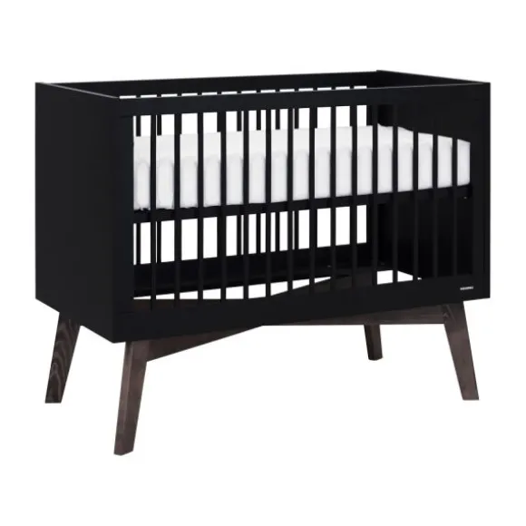 Kidsmill Sixties Babybed Zwart Mat / Walnoot 60 x 120 cm