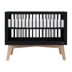 Kidsmill Sixties Babybed Zwart Mat / Naturel 60 x 120 cm