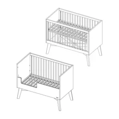 Kidsmill Sixties Babykamer Wit Mat / Walnoot | Bed 60 x 120 cm + Commode