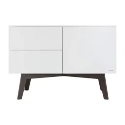 Kidsmill Sixties Babykamer Wit Mat / Walnoot | Bed 60 x 120 cm + Commode
