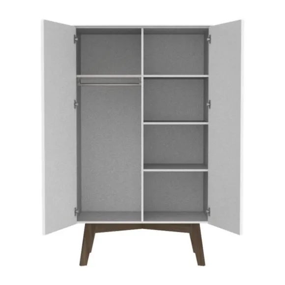 Kidsmill Sixties Babykamer Wit Mat / Walnoot | Bed 60 x 120 cm + Commode