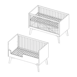 Kidsmill Sixties Babykamer Wit Mat / Walnoot | Bed 60 x 120 cm + Commode