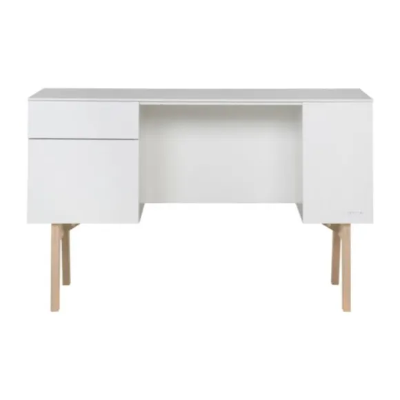 Kidsmill Sixties Kinderkamer Wit Mat / Naturel | Bed 90 x 200 + Bureau + Kast 2-Deurs