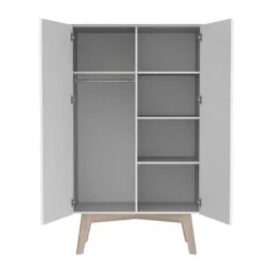 Kidsmill Sixties Kinderkamer Wit Mat / Naturel | Bed 90 x 200 + Bureau + Kast 2-Deurs