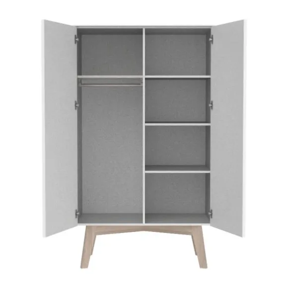 Kidsmill Sixties Kinderkamer Wit Mat / Naturel | Bed 90 x 200 + Bureau + Kast 2-Deurs