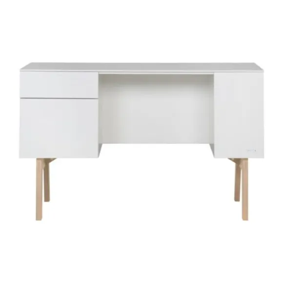 Kidsmill Sixties Kinderkamer Wit Mat / Naturel | Bed 90 x 200 + Bureau + Kast 2-Deurs