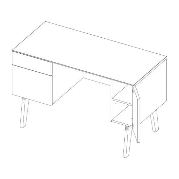 Kidsmill Sixties Kinderkamer Wit Mat / Naturel | Bed 90 x 200 + Bureau + Kast 2-Deurs