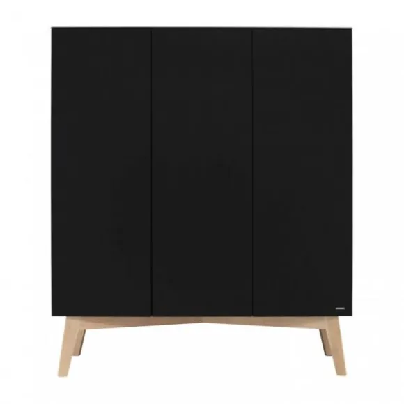 Kidsmill Sixties Kledingkast 3-deurs Zwart Mat / Naturel