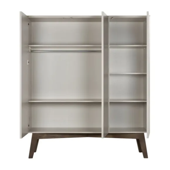 Kidsmill Sixties Kledingkast 3-deurs Oatmeal / Walnoot
