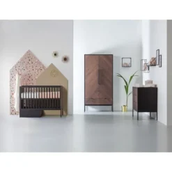 Kidsmill Vince Babybed Black / Oak 60 x 120 cm