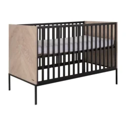 Kidsmill Vince Babybed Black / Oak 70 x 140 cm