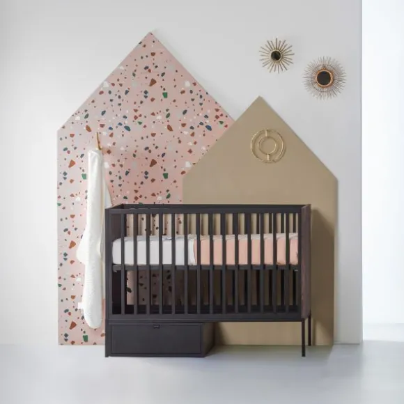 Kidsmill Vince Babykamer Black / Oak | Bed 60 x 120 cm + Commode Breed