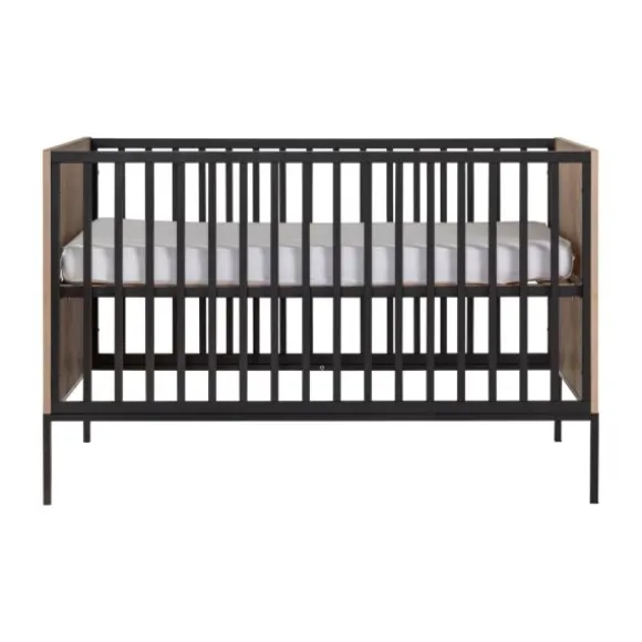 Kidsmill Vince Babykamer Black / Oak | Bed 60 x 120 cm + Commode Breed