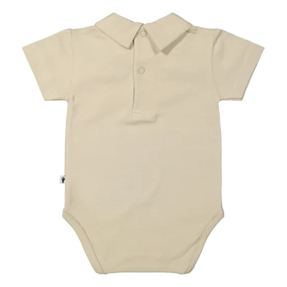Klein Baby Oxford Tan Romper Met Kraag - Korte Mouw - Mt. 50 - Beige