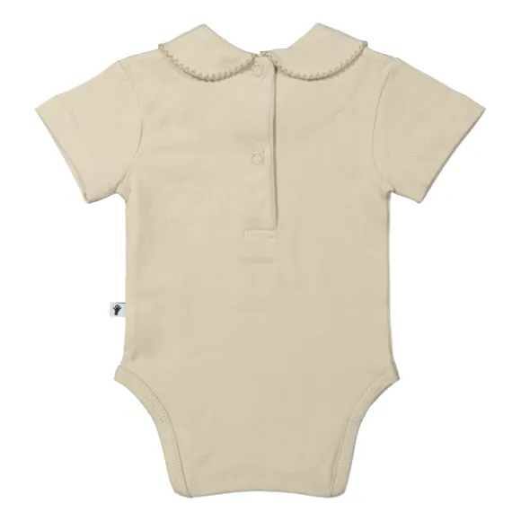 Klein Baby Oxford Tan Romper Met Kraag - Korte Mouw - Mt. 50 - Beige