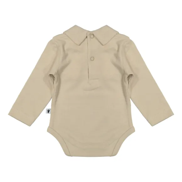 Klein Baby Oxford Tan Romper Met Kraag - Lange Mouw - Mt. 50 - Beige
