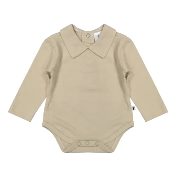 Klein Baby Oxford Tan Romper Met Kraag - Lange Mouw - Mt. 50 - Beige