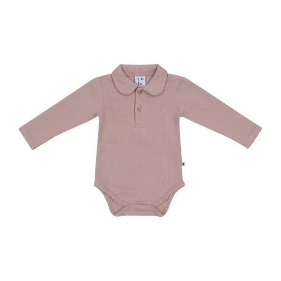Klein Baby Polo Romper Rib - maat 50 - Fawn
